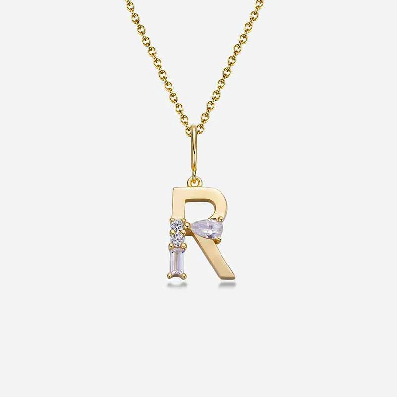 Mixed Cut Crystal Initial Necklace