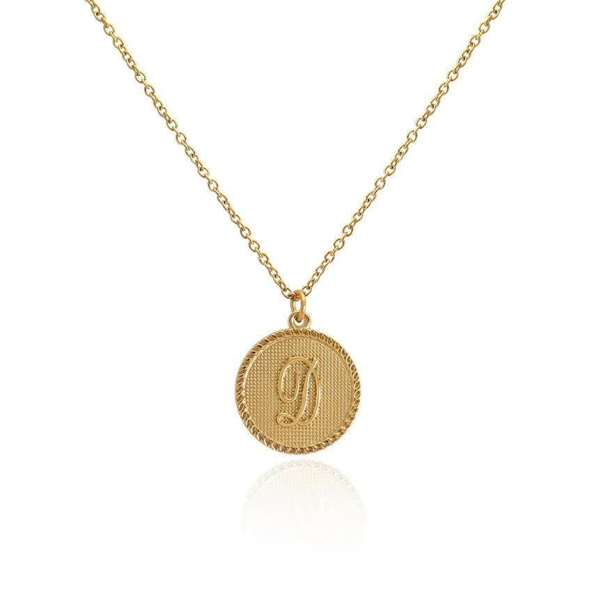 Old English Initial Disc Necklace