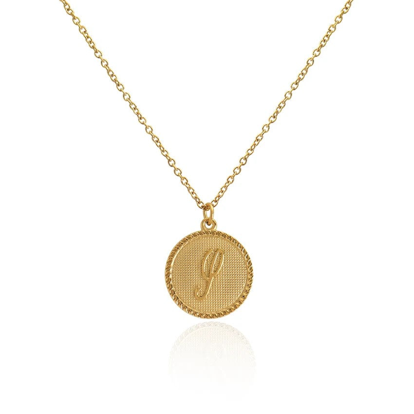 Old English Initial Disc Necklace