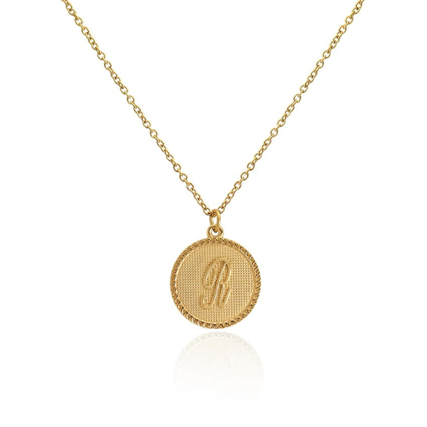 Old English Initial Disc Necklace