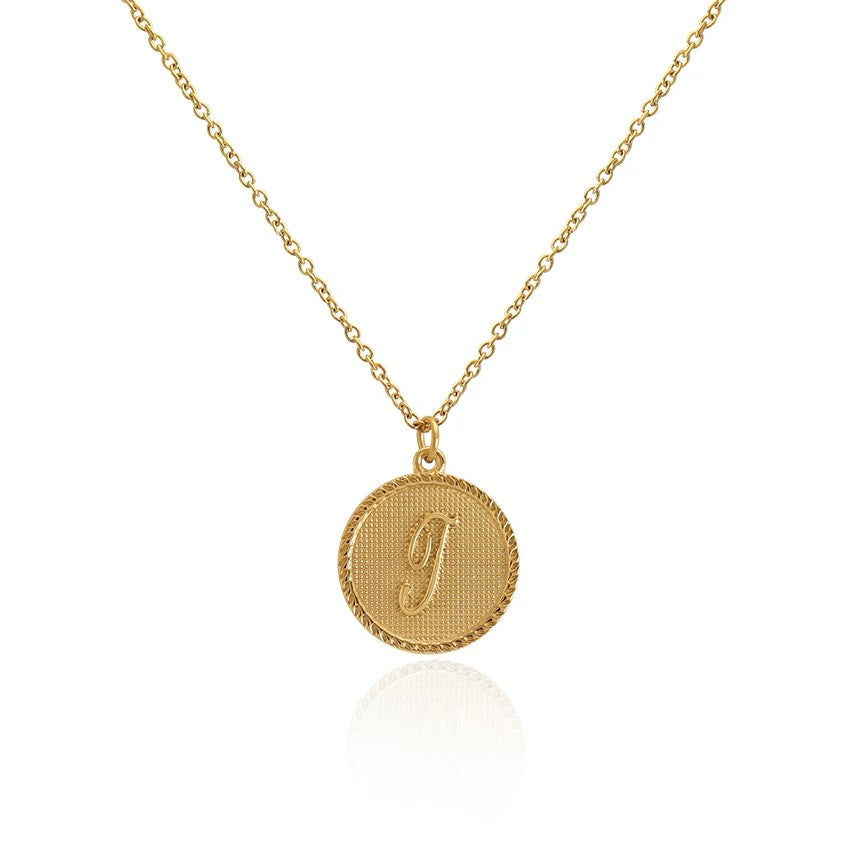 Old English Initial Disc Necklace