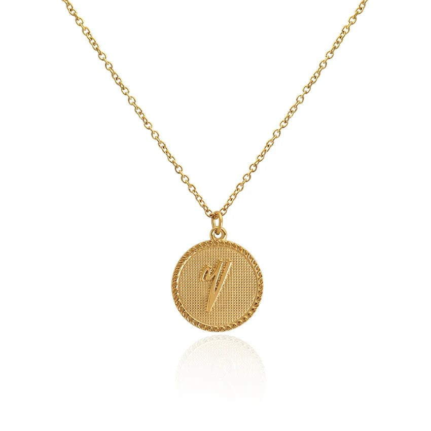 Old English Initial Disc Necklace