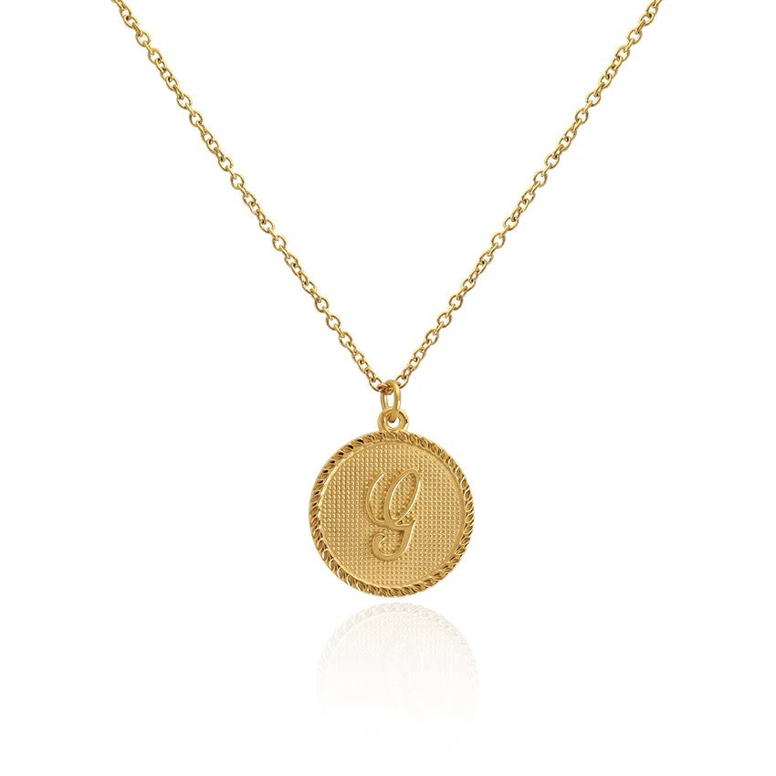 Old English Initial Disc Necklace