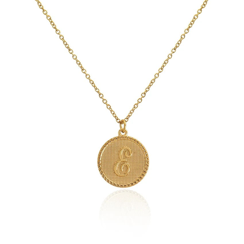 Old English Initial Disc Necklace
