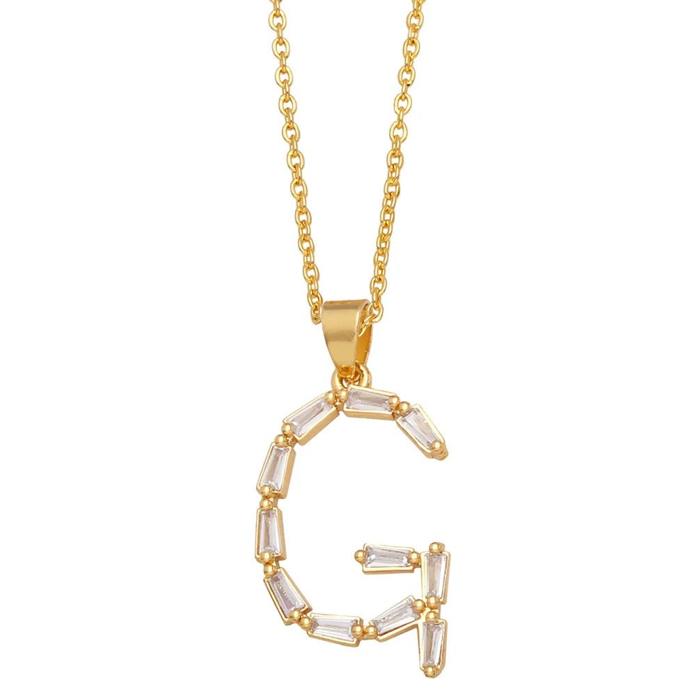 Baguette Crystal Letter A Necklace