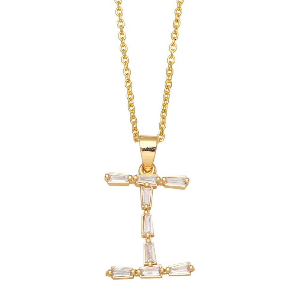 Baguette Crystal Letter A Necklace