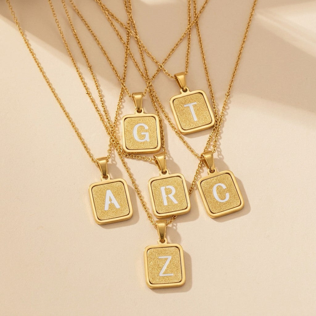 Glitter Initial Pendant Necklace
