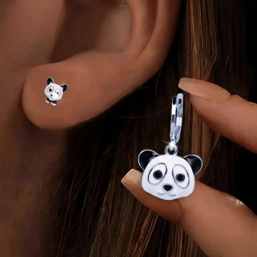 Panda Face Ring & Earring Set