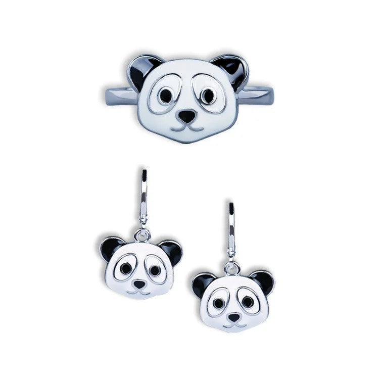 Panda Face Ring & Earring Set