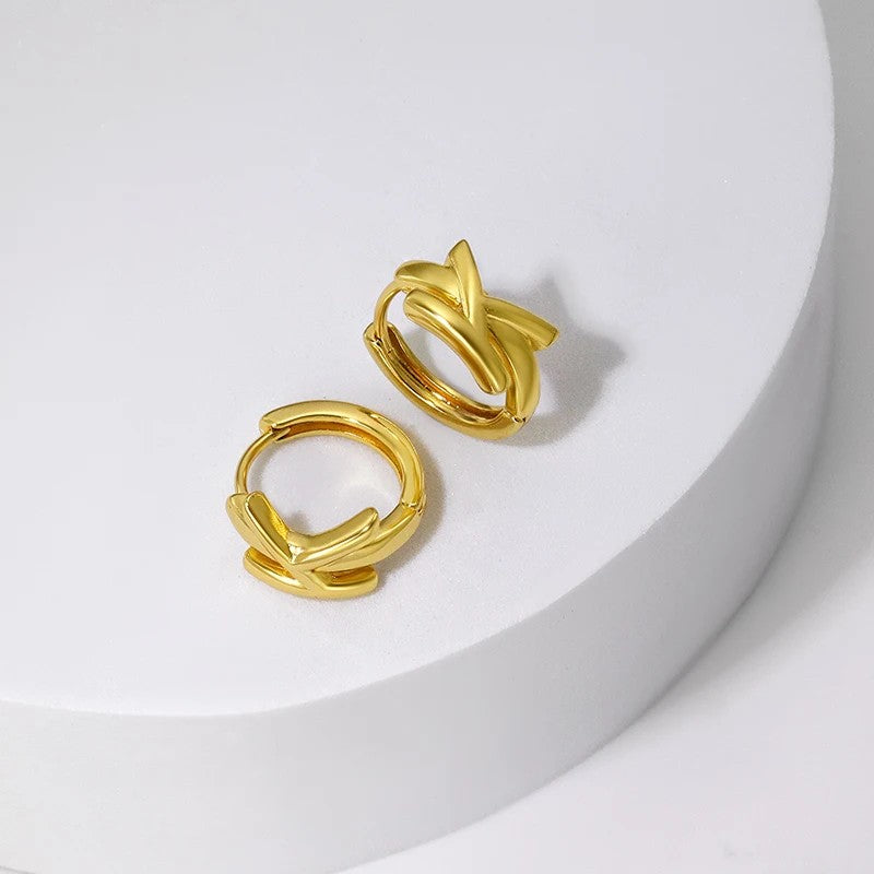 Gold Initial Letter Hoop Earrings