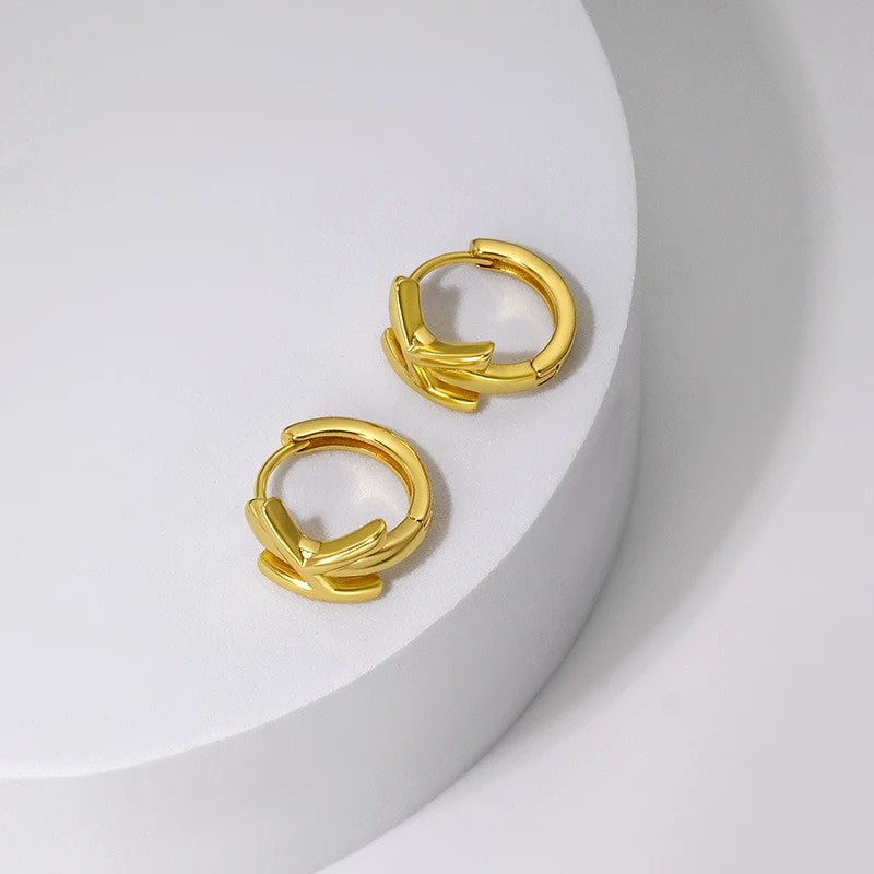 Gold Initial Letter Hoop Earrings