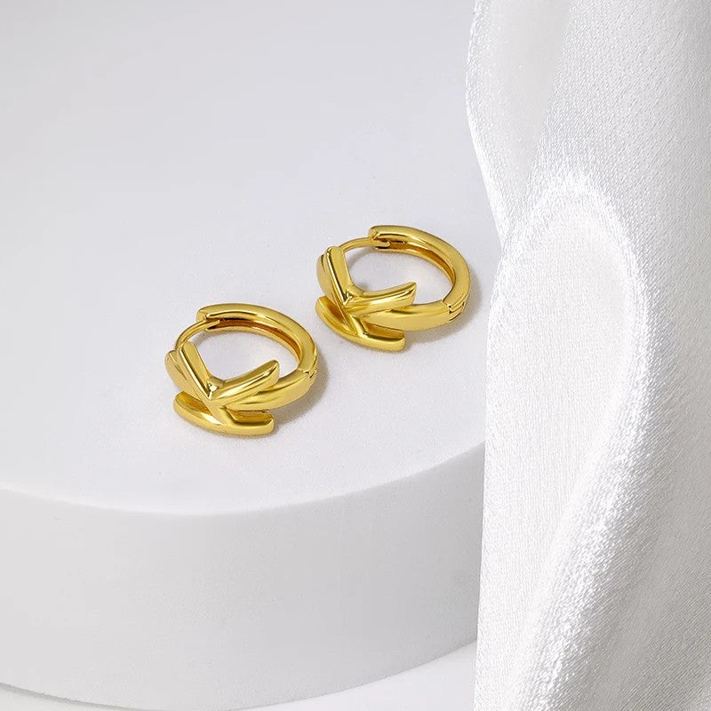 Gold Initial Letter Hoop Earrings