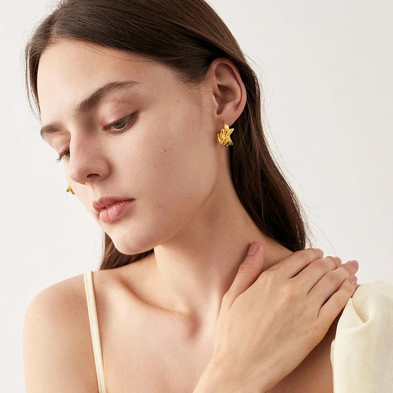 Gold Initial Letter Hoop Earrings