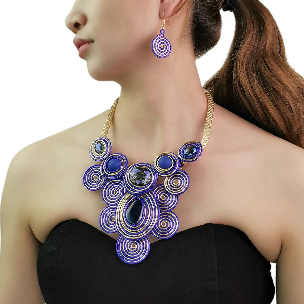 Purple Geometric Spiral Jewelry Set