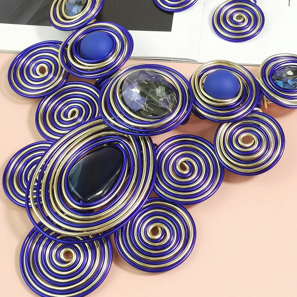 Purple Geometric Spiral Jewelry Set