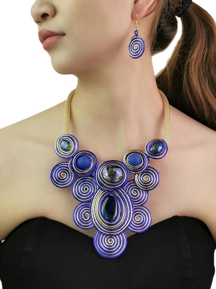 Purple Geometric Spiral Jewelry Set