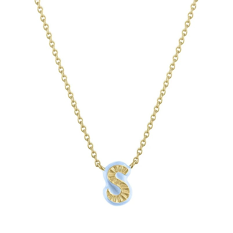 Rainbow Enamel Initial Pendant Necklace
