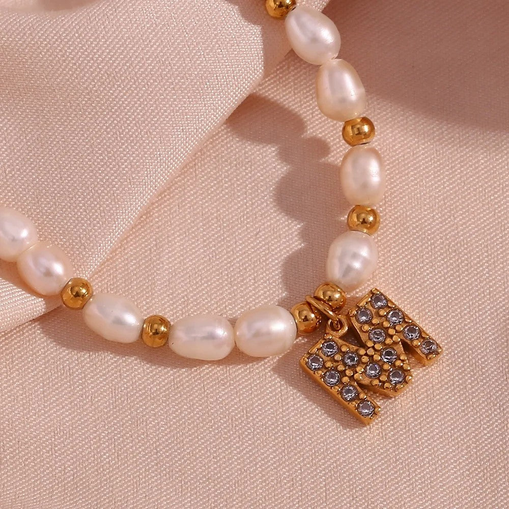 Pearl Initial Letter Necklace