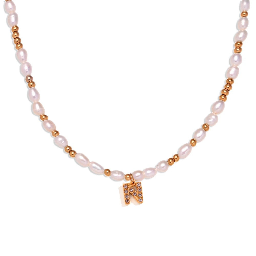 Pearl Initial Letter Necklace