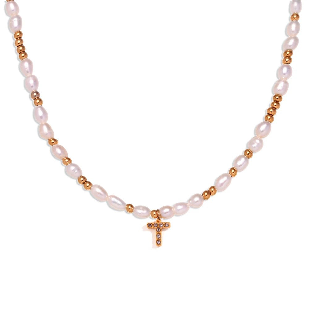 Pearl Initial Letter Necklace
