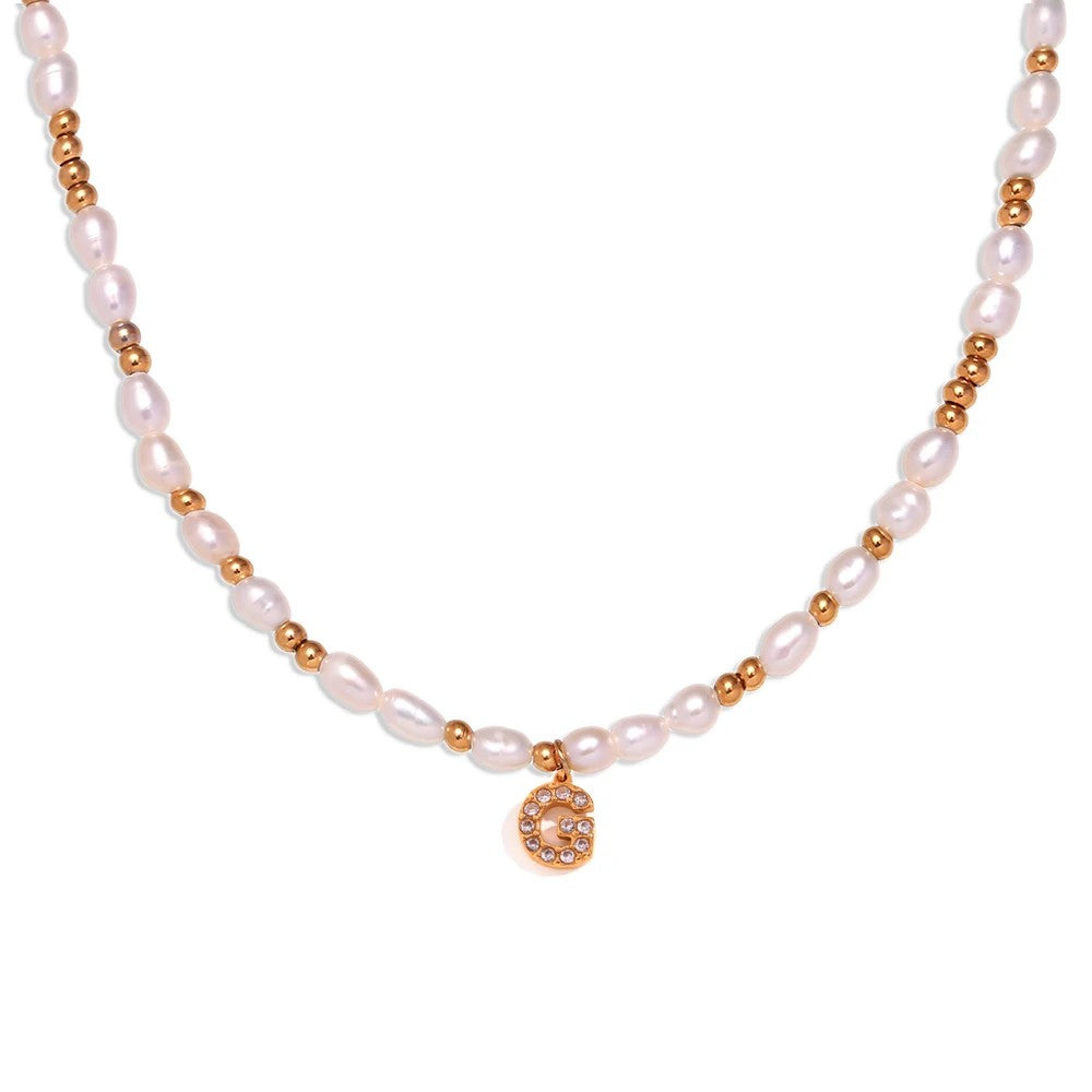 Pearl Initial Letter Necklace
