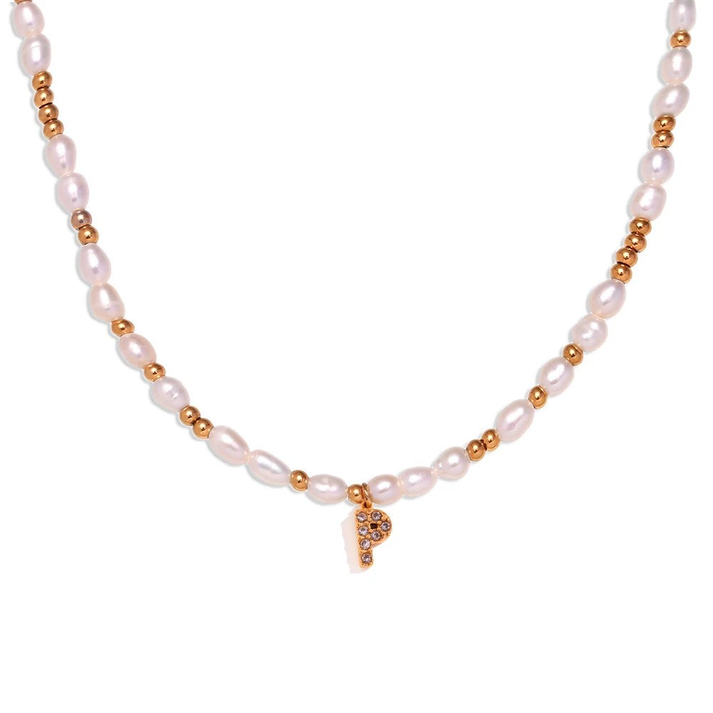 Pearl Initial Letter Necklace