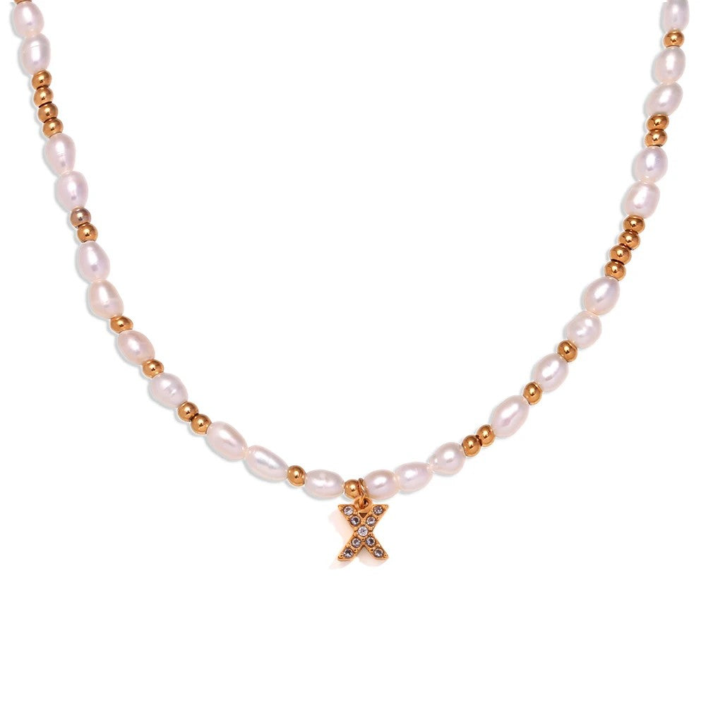Pearl Initial Letter Necklace