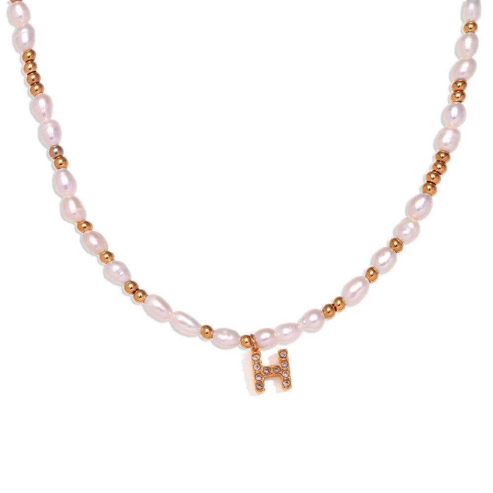 Pearl Initial Letter Necklace