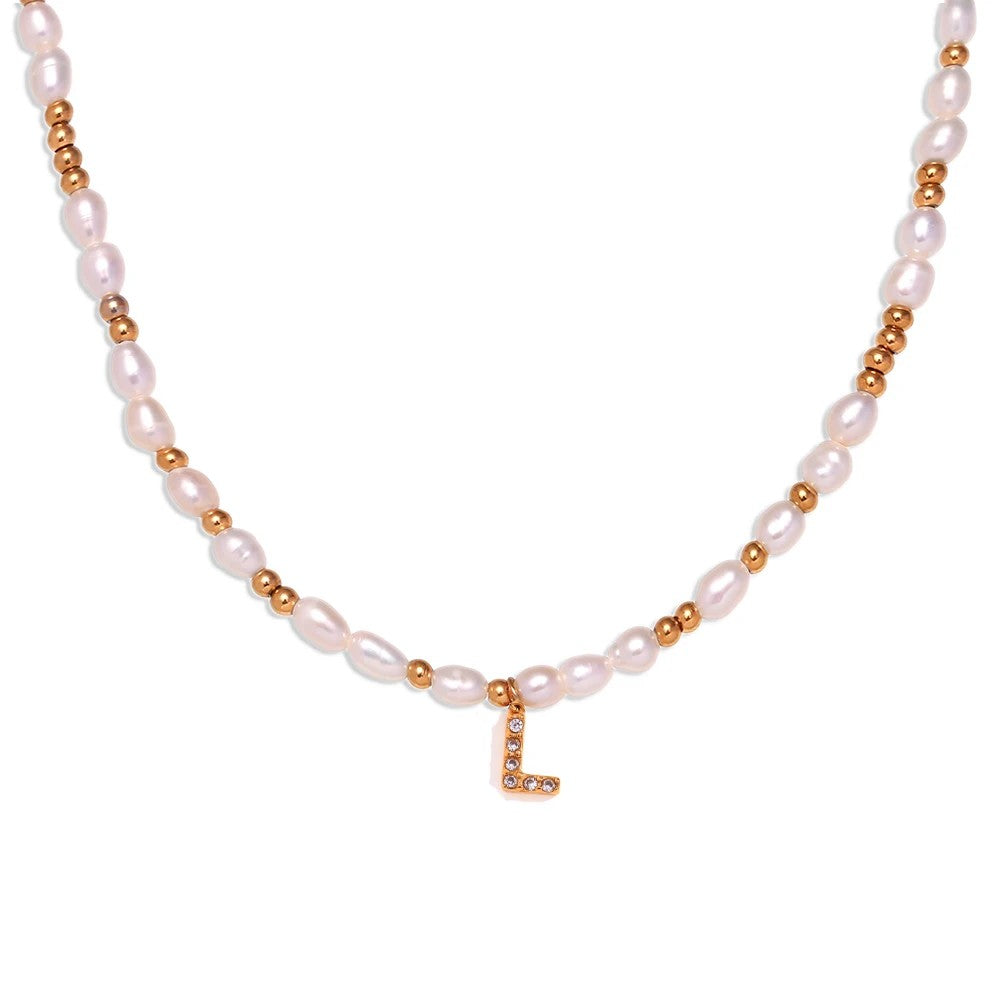 Pearl Initial Letter Necklace