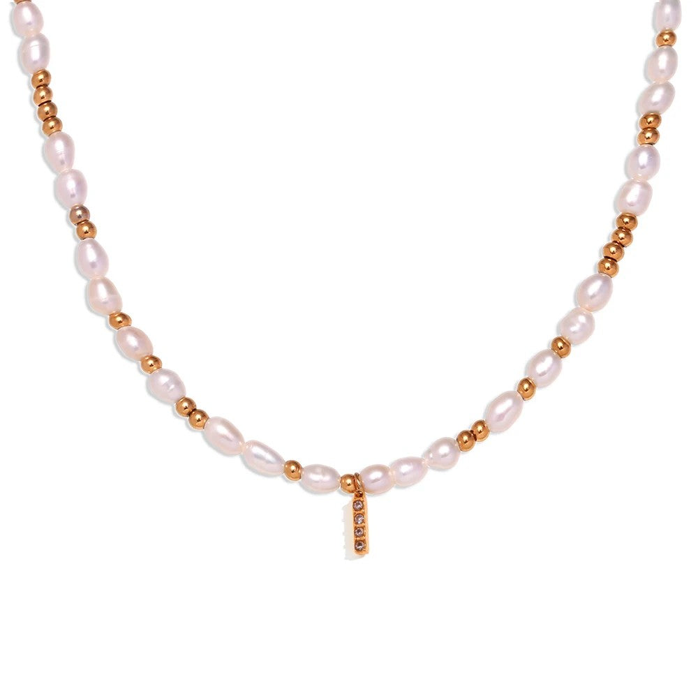 Pearl Initial Letter Necklace