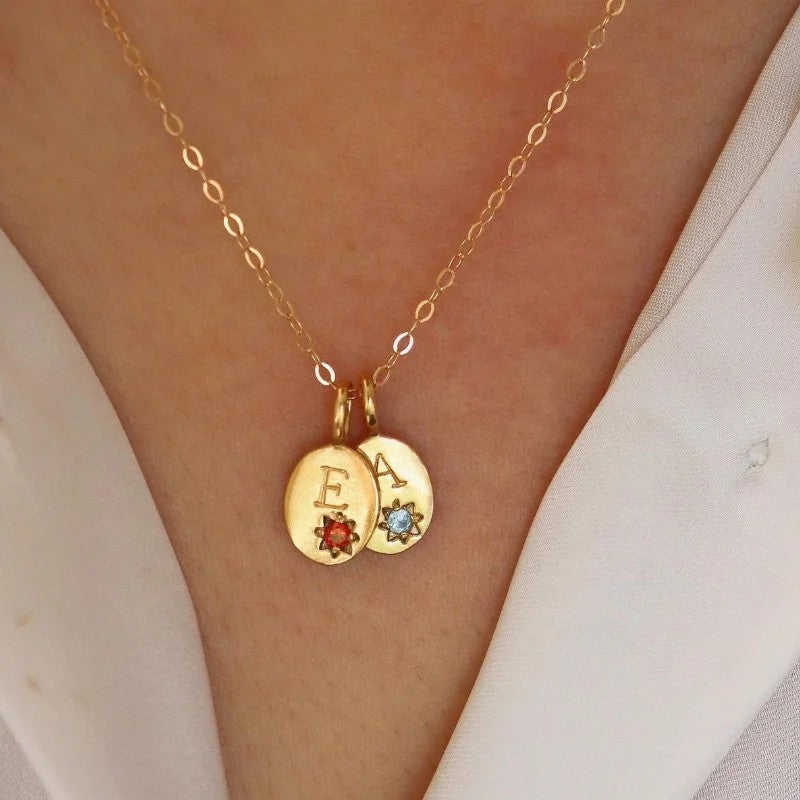 Zircon Initial Oval Necklace