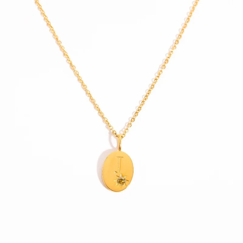 Zircon Initial Oval Necklace