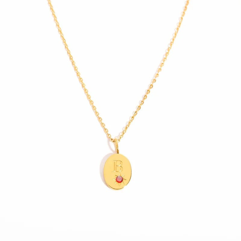 Zircon Initial Oval Necklace