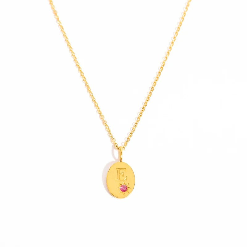 Zircon Initial Oval Necklace