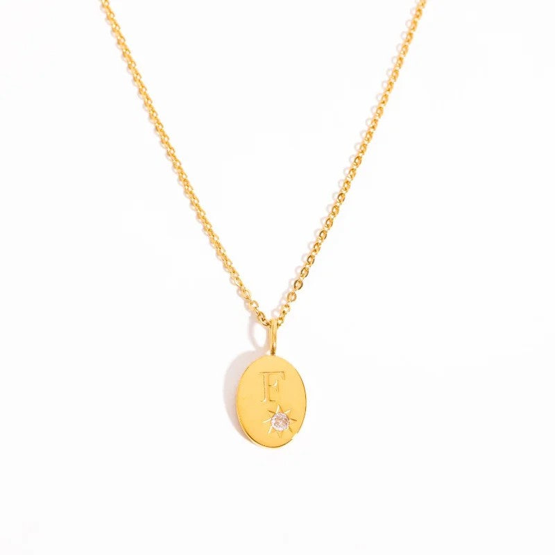 Zircon Initial Oval Necklace