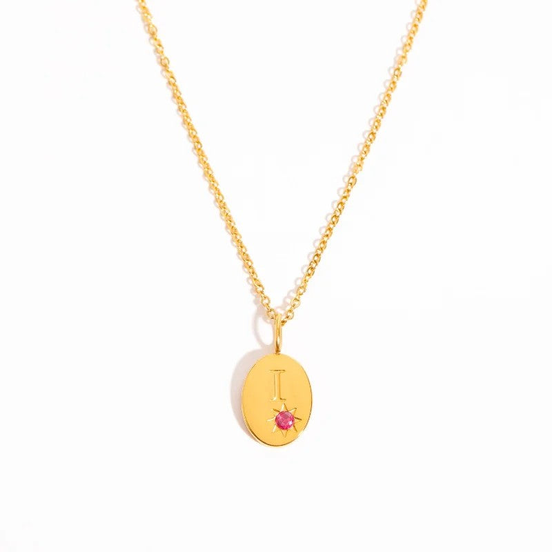 Zircon Initial Oval Necklace