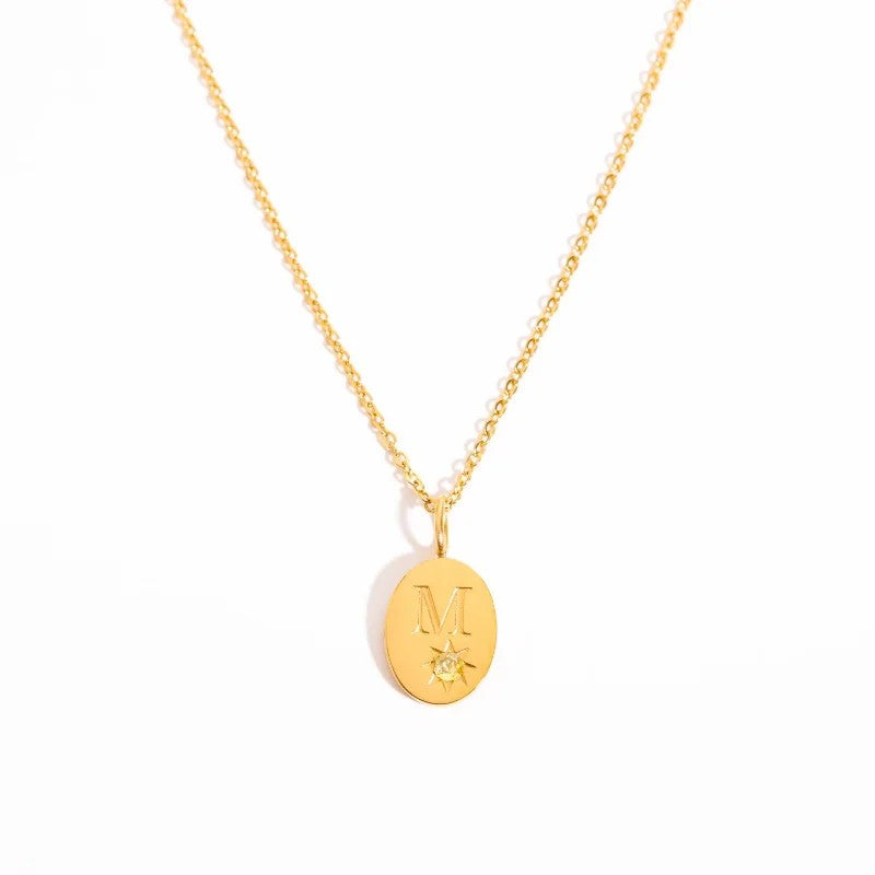 Zircon Initial Oval Necklace
