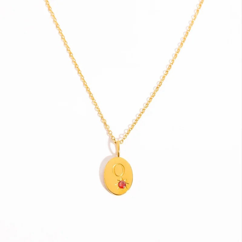 Zircon Initial Oval Necklace