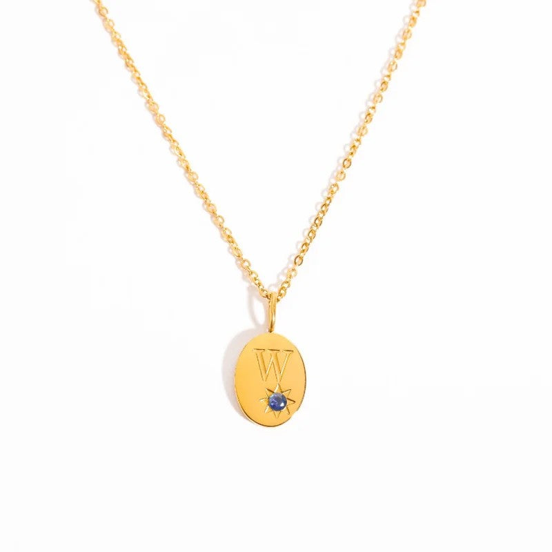 Zircon Initial Oval Necklace