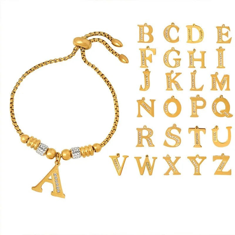 Zircon Initial Bead Bracelet
