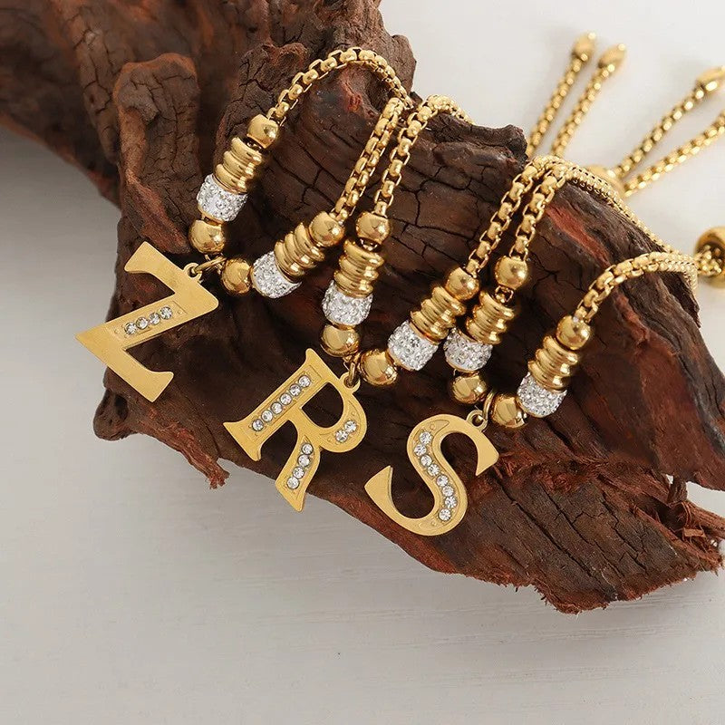 Zircon Initial Bead Bracelet