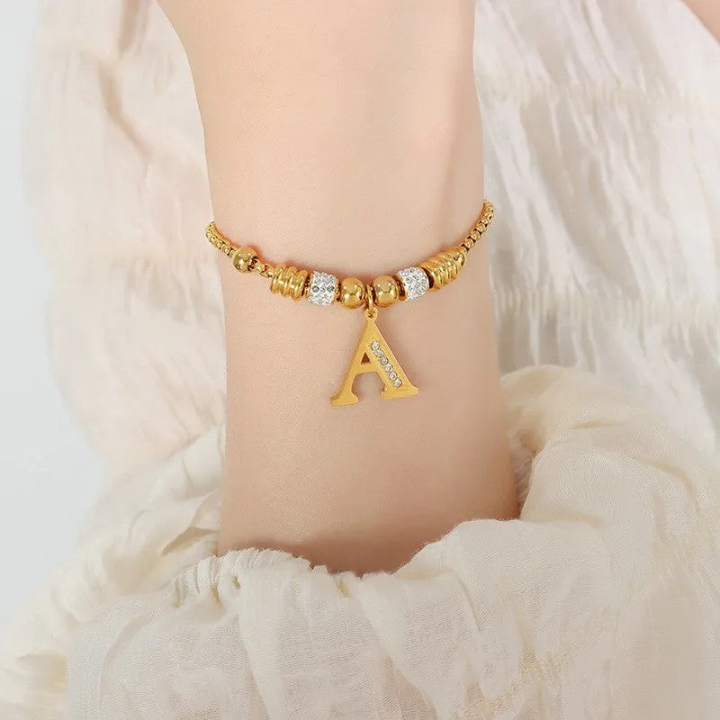 Zircon Initial Bead Bracelet