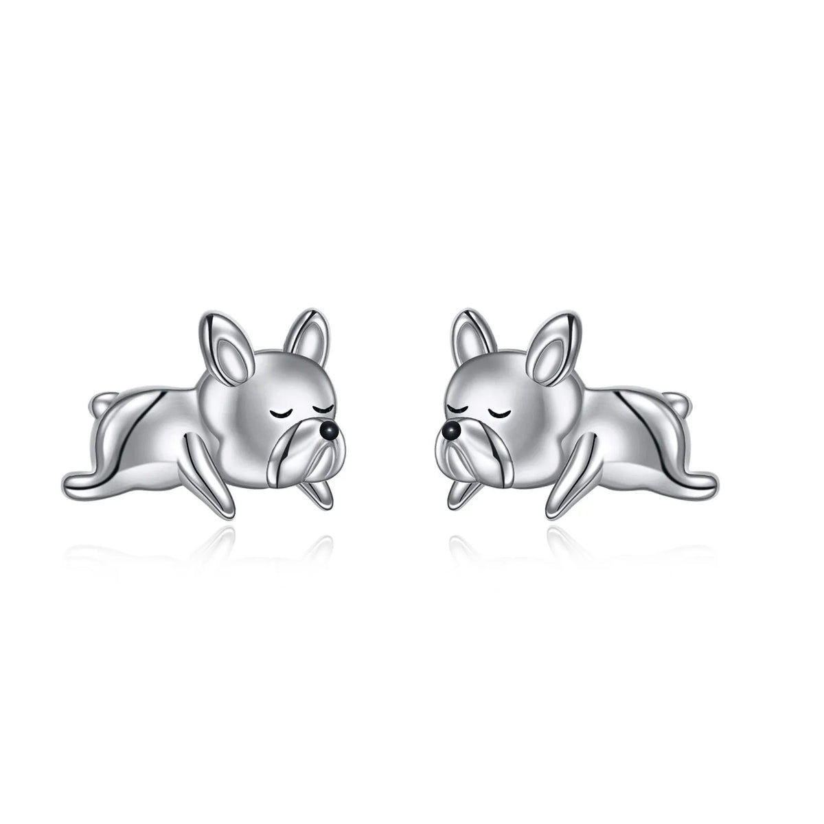 Rose Gold Lying Dog Stud Earrings