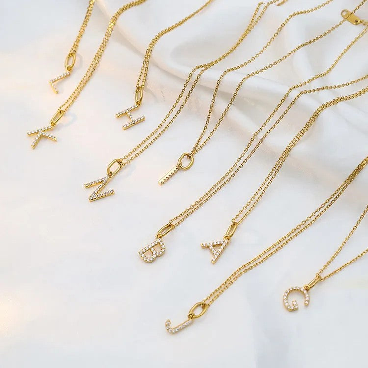 Crystal Letter Pendant Necklace