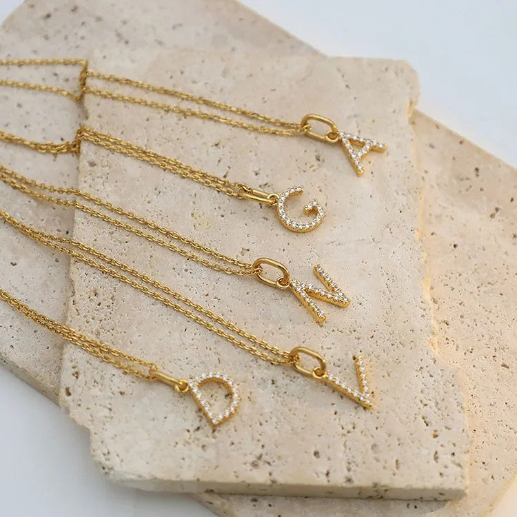 Crystal Letter Pendant Necklace