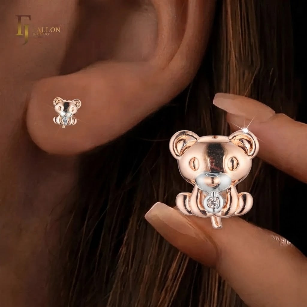 Rose Gold Bear Earrings