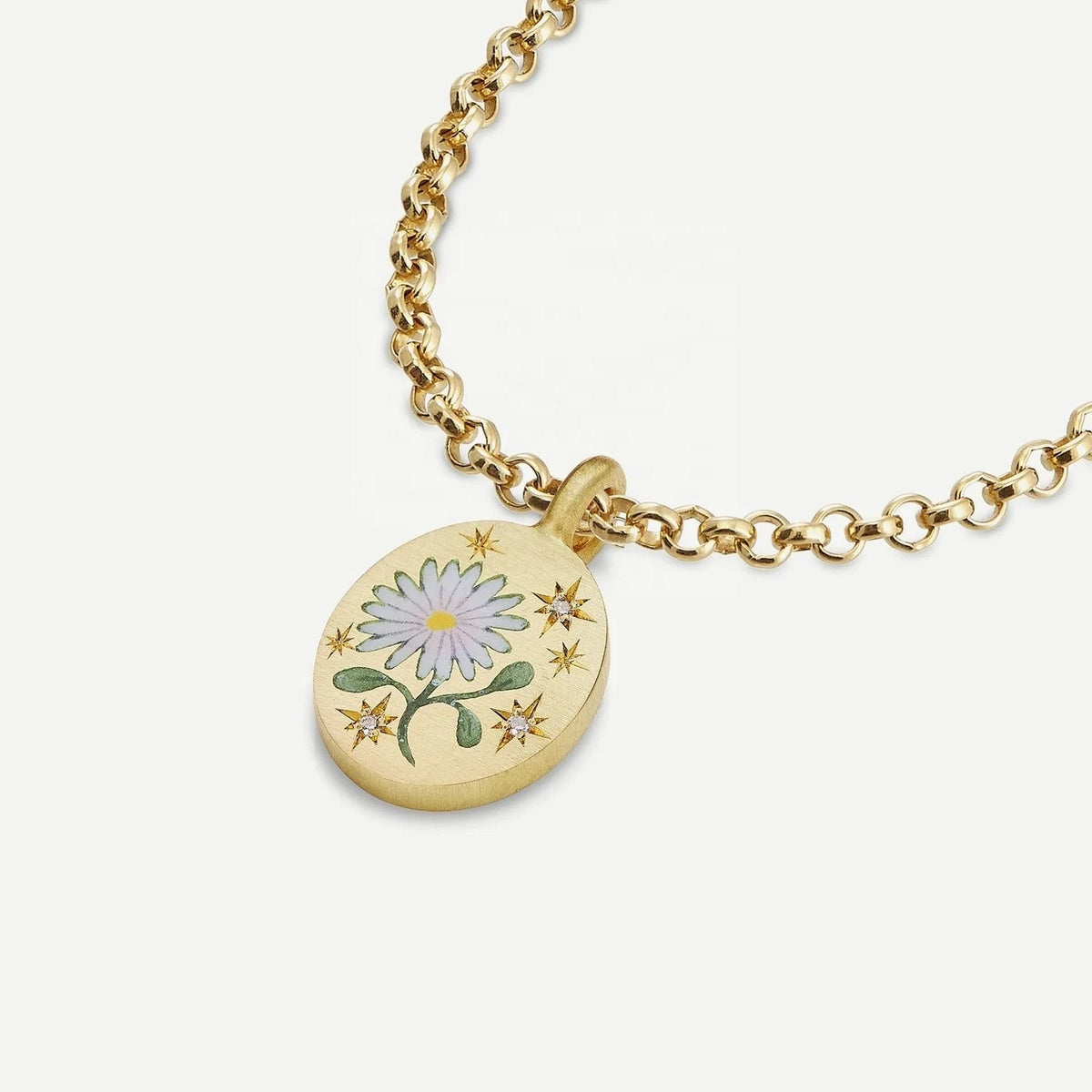 Painted Floral Round Necklace