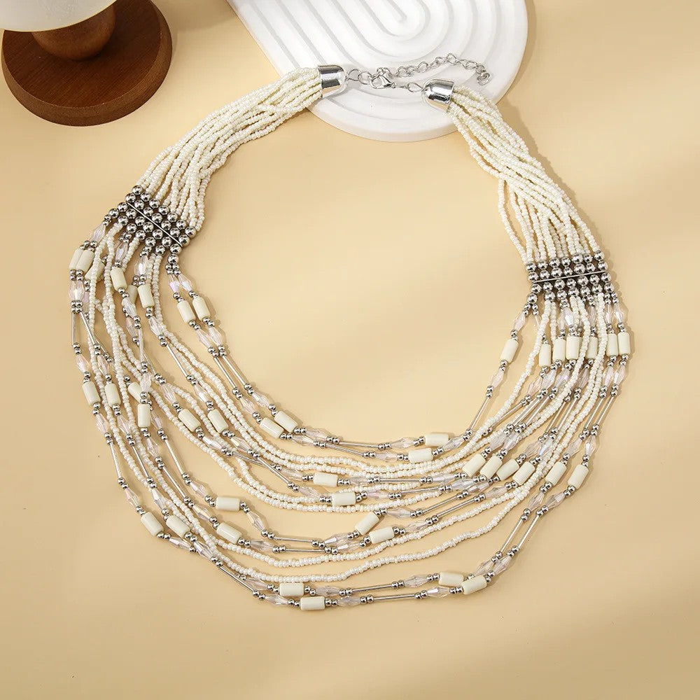 Layered Beaded Statement Necklace