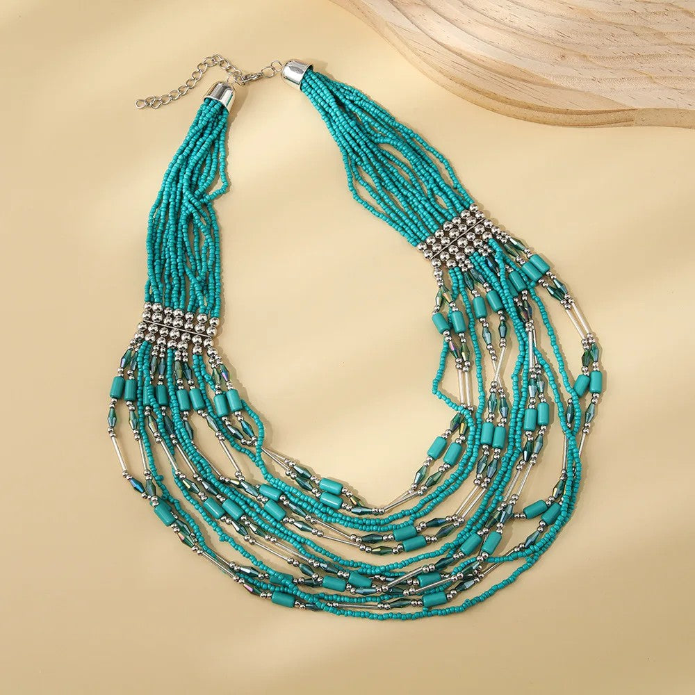 Layered Beaded Statement Necklace