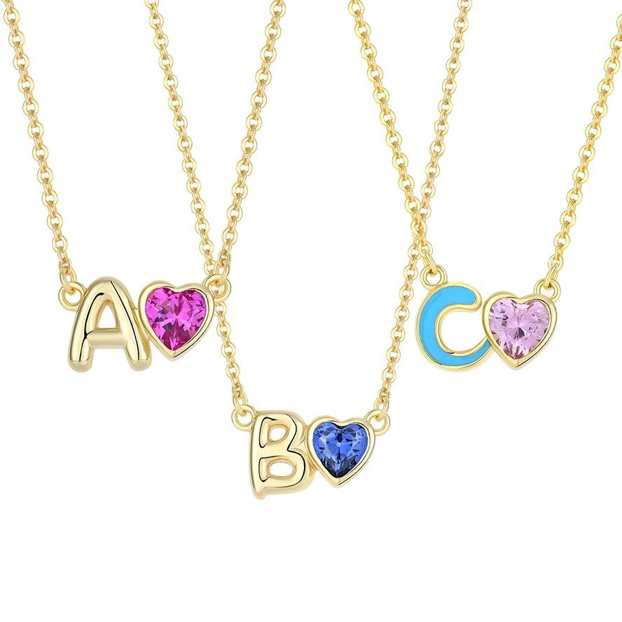 Enamel Initial Heart Necklace